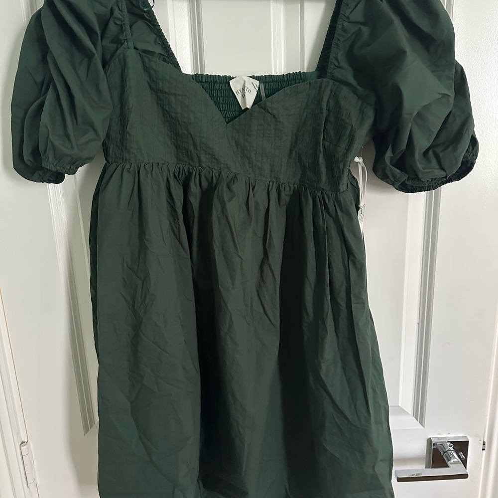 NWT Tuckernuck Hyacinth House puff sleeve forest Green Mini Dress